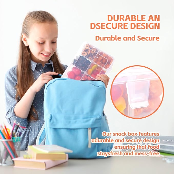 AQSXO Box Container for Kids, 8 Compartments Snack Containers Reusable Meal Prep Lunch Containers.
