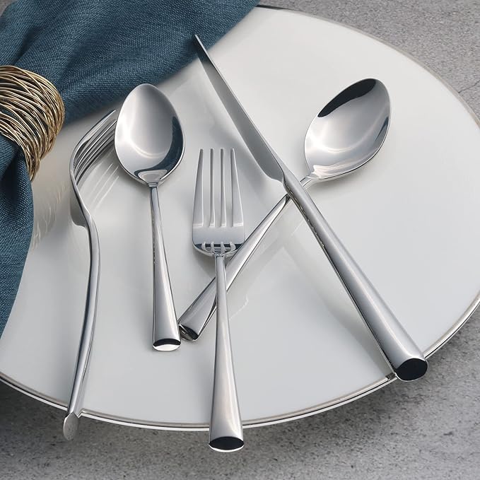 Alata Bailey 20-Piece Forged Silverware Set Stainless Steel Flatware Set,Service for 4,Mirror Polished Cutlery Set,Dishwasher Safe…