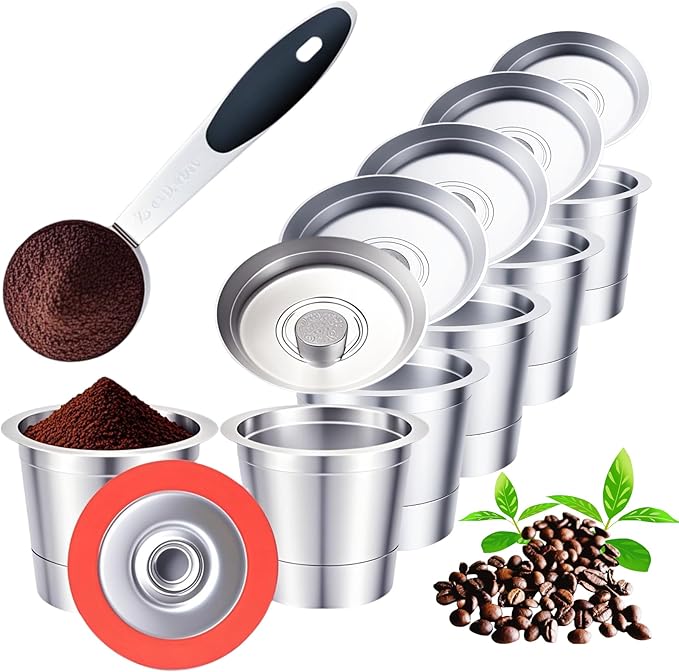 6 Pack Reusable K Cups for Keurig 2.0 & 1.0, Stainless Steel Reusable Coffee Pods for Keurig, Keurig Reusable Pods, Refillable Coffee Filter with Scoop & 6 Extra Seals, Eco-Friendly, BPA-Free