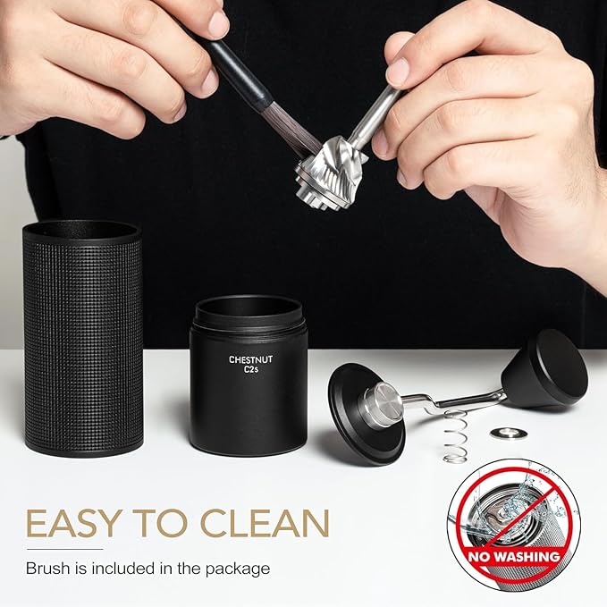 TIMEMORE Chestnut C2S Manual Coffee Grinder Capacity 25g with CNC Stainless Steel Conical Burr, Internal Adjustable Setting, Double Bearing Positioning, French Press Coffee for Hand Grinder