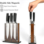 KEEMAKE Knife Block Set - 7Pcs Kitchen Knives with Magnetic Knife Block Holder, High Carbon Stainless Steel Chef Knife Set with Block, Ultra Sharp Knives Set for Kitchen With Ergonomic Handle