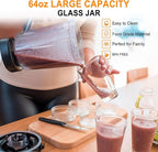 Professional Blender with 1200 Watts and 64 oz Glass Jar Kitchen Countertop Blender for Shakes and Smoothies with High Speed Crushing Smoothie Blender Red for Smoothies Frozen Drinks