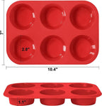 Anaeat Silicone Muffin Pan - 6 Cups Non-Stick Cupcake Molds, Food Grade Silicone Baking Tray for Making Egg Muffin, Cupcake, Quiches, Tart and Desserts, Reusable Muffin Tin Just Pop Out (2 Pack)