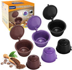 KEEPOW Reusable Coffee Capsules Compatible with Nescafe Dolce Gusto Machine, Refillable Coffee Pods 6 Pack (2 * Black + 2 * Brown + 2 * Purple)