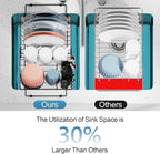 iSPECLE Expandable in Sink Dish Drying Rack with Mat - Adjustable Capacity Over The Sink Dish Drainer Drying Rack with Utensil Holder, 12.4"-17.1" L x 12" W, Black