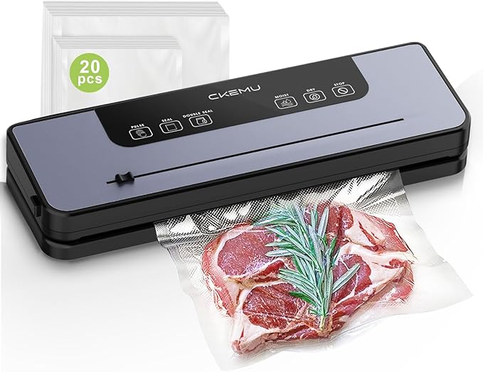 Vacuum Sealer for Food, Multi-Functional Food Saver with 20 Vacuum Bags, 6 Modes, Pulse Function, Wet & Dry Mode, Built-in Cutter