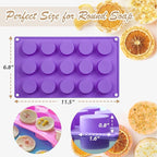 Soap Molds Silicone Round Cylinder 3 Packs 15 Cavities for Snacks Chocolate Candy Cookie Small Wax Melts Lotion Bars, Baking Circle Non-stick Tray Round Mold BPA Free Food Grade Homemade DIY