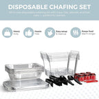 Alpha Living 6 Pack - Disposable Chafing Dish Buffet Set, Half Size Pans, Welded Body Food Warmers for Parties, Fuel Cans Complete Set, Warming Trays