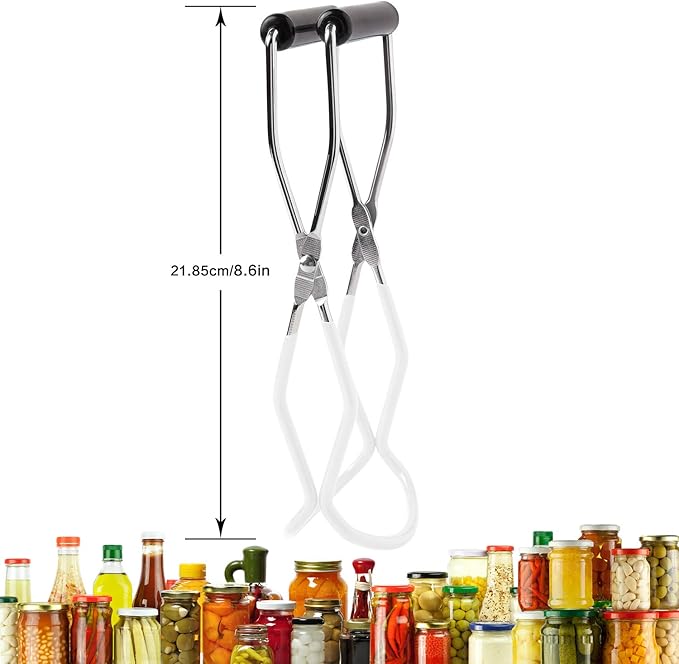 Eeoyu Canning Jar Lifter Tongs Stainless Steel Jar Lifter with Grip Handle for Home Kitchen (White)