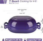 Enameled Cast Iron Sourdough Bread Oven, Dutch Oven, Loaf Cast Iron Bread Pan for Homemade Bread Baking, Meatloaf Pan with Lid, 7QT, Purple