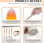 HaWare Kitchen Cooking Utensils Set, 23-Piece Silicone Kitchen Utensils Spatula Set with Holder, Heat Resistant Wooden Handle Kitchen Gadget for Nonstick Cookware, Food-grade Turner Spoon Sets (Khaki)