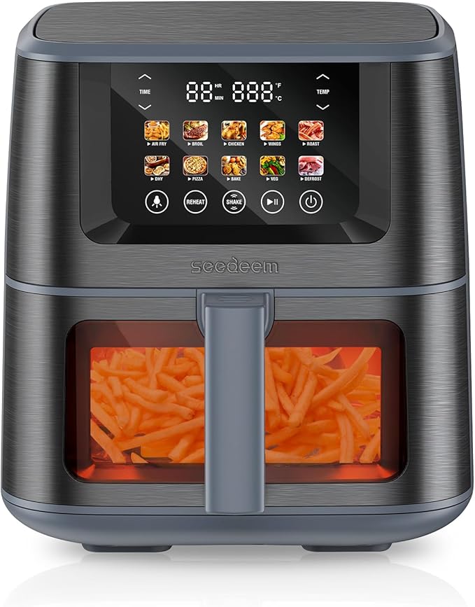 SEEDEEM Max XL Air Fryer 8QT, 10-in-1 Digital Air Fryer Oven with Color Touchscreen & Viewing Window, Toaster Oven Combo for Broil, Roast, Dehydrate, Bake – Gary