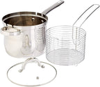 Oster 91537.03 Sangerfield 3.65-Quart Stainless Steel 3-Piece Deep Fryer Cookware Set – Durable Kitchen Frying Pots