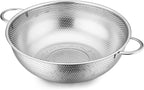 E-far 5-Quart Stainless Steel Colander, Micro-Perforated Metal Colander Strainer with Handle for Kitchen/Draining Pasta/Rinsing Vegetables Fruits, Heavy Duty & Dishwasher Safe - 11 Inches