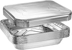 Green Direct Disposable Aluminum Foil Baking Pans with Lids 9x13 Inch | Heavy Duty Half Size Roasting Pan for Oven, Freezer, or Catering Use - for Cooking, Baking & Food Storage (10-pack)