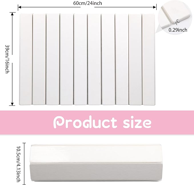 Quick Dry Collapsible Dish Drying Mat, Eco-Friendly Absorbent Diatomaceous Earth Mats for Dishes Bottles Cups 24"×16"Large Stone Dish Drying Mats for Kitchen Counter (White, 24"（L）×16"（W）)