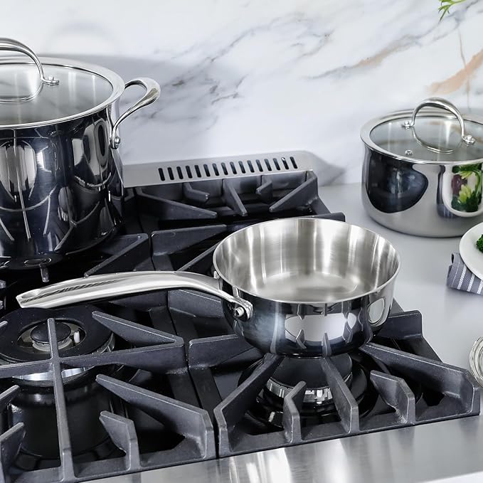 KEAWELL K3 Premium 1.5-Quart Tri-Ply Stainless Steel Saucepan with Lid, Induction & Oven Safe up to 600°F, Even Heating, Professional Cookware for All Stovetops (1.5-Qt)