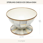 MACKENZIE-CHILDS Enamel Ice Cream Bowl, Serving Bowls for Entertaining, 2-Cup Capacity, Gray-and-White Sterling Check