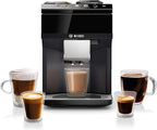Bosch 500 Series Fully Automatic Espresso and Coffee Machine – Touch Control Panel, Milk Hose, Ceramic Grinder, Uses Beans & Ground Coffee, 9 One-Touch Drinks, in Black TPU40109