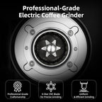 Electric Burr Coffee Grinder - Stepless Adjustment Electric Espresso Grinder with CNC Stainless Steel Conical Burr and Magnetic Lid & Dosing Cup (Black)