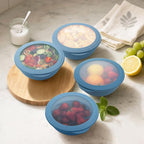 40 OZ Bowls Set of 4, Unbreakable Lightweight Bowls Set with Lid, Microwave & Dishwasher Safe Lunchable Containers, Plastic Reusable Cereal Bowl for Soup, Salad, Noodle, Snack, Fruit, Blue