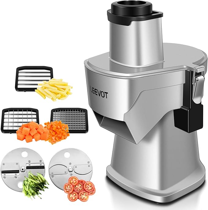 Commercial Vegetable Chopper 200W, Electric Food Processor for Slicing Dicing Shredding, Professional Veggie Cutter for Restaurant, Hotel School, Cafeteria, French Fry, Cheese Grater