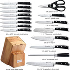 Knife Set，17 Pieces Knives Set with Block for Kitchen ，Dishwasher Safe Razor-Sharp German Stainless Steel Kitchen Knife Set with Ergonomic Handle，with Gift Box