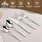 60 Piece Heavy Duty Silverware Set for 12, 18/10 Stainless Steel Flatware, Cutlery Set Modern Design, Dishwasher Safe for Kitchen, Home, Wedding, Party
