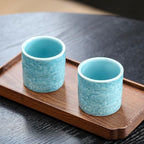Ceramic Espresso Cups Set of 2 or 4-3oz Demitasse Cups for Coffee & Tea, No Handles, Durable & Dishwasher Safe, 2 or 4 Pcs/box (blue set, 2)