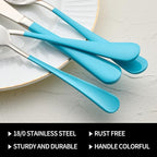 20-Pieces Blue Silverware Sets for 4,Blue Handle Stainless Steel Cutlery Set, Include Forks Spoons and Knives Set, Dishwasher Safe Utensil Sets for Home Restaurant