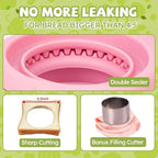 Uncrustables Sandwich Maker Sealer Cutter, Crustless Sandwich Cutter, PB&J Uncrustable Maker - Grey Square Shape + Pink Round Shape