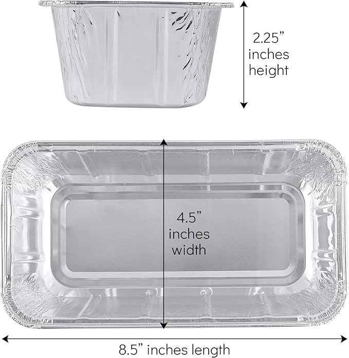 PLASTICPRO [2 Lb 50 Pack Disposable Loaf Pans Aluminum Tin Foil Meal Prep Bakeware - Cookware Perfect for Baking Cakes, Bread, Meatloaf, Lasagna 2 Pound 8.5'' X 4.5'' X 2.25''