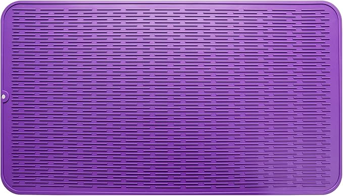 Silicone Dish Drying Mat for Multiple Usage,Easy clean,Eco-friendly,Heat-resistant Silicone Mat for Kitchen Counter or Sink,Refrigerator or Drawer Liner Purple 4XL 32 inches x 18 inches