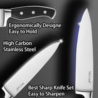 McCook® Knife Sets,German Stainless Steel Kitchen Knife Block Set with Built-in Sharpener
