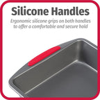 GoodCook MegaGrip Baking Pan with Silicone Grip Handles Square Non-Stick Heavy-Gauge Steel Cake Pan Baking Dish for Brownies Bread Cake Baked Goods & More, Dishwasher Safe, 8x8-Inch,