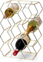 Countertop Wine Rack-14 Bottles Gold Wine Rack-No Assembly Required-3 Tier Tabletop Wine Bottle Holder for Cabinet