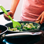 Silicone Cooking Spoons, Heat Resistant Large Silicone Pasta Slotted Spoon Solid Basting Spoon set for Nonstick Cookware, BPA Free Black Kitchen Silicone Spoons set for Mixing, Serving, Draining Green