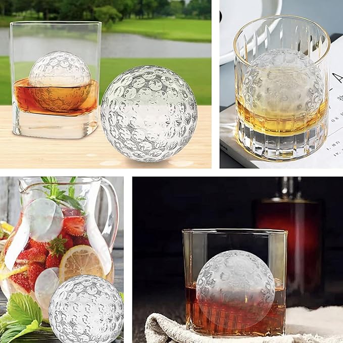 Bangp Golf Ball Ice Molds Set of 2,Whiskey Round Ice Cube Molds, Novelty Sphere Ice Molds Create 2.5 Inch Golf Ice Balls - Each Stone Keeps Your Drinks Cool and Unique,for Men and Women