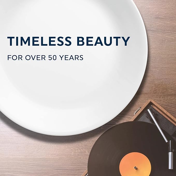 Corelle Vitrelle 6-Piece Salad Plates Set Triple Layer Glass and Chip Resistant, 8-1/2-Inch Lightweight Round Plates, Winter Frost White