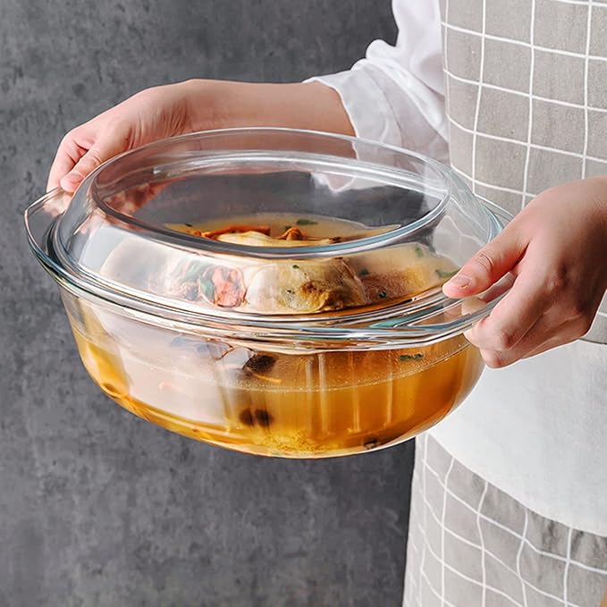 Oval Glass Casserole Dish With Lid Glass Casserole Dishes With Lids Glass Microwave Casserole dish with Lid Covered Glass Bakeware Oven Safe, Glass Casserole With Lid 3.5 Litres