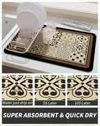 AMOAMI Coffee Mat Hide Stain Rubber Backed Absorbent Dish Drying Mat for Kitchen Counter - Fits Under Coffee Maker - KHAKI 16X24