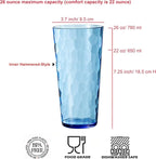 KOXIN-KARLU Mixed Drinkware 26-ounce Plastic Tumbler Acrylic Water Glasses, set of 6 Blue