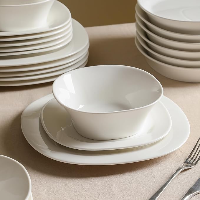 Stone Lain Quadro 4-Piece Dinner Plate Set Porcelain, White