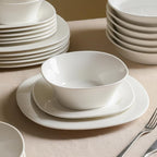 Stone Lain Quadro 4-Piece Dinner Plate Set Porcelain, White
