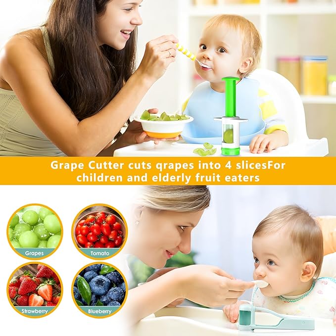 Grape Cutter suit, Stainless Steel Fruit Cutter for Grapes, Strawberries and Cherry Tomatoes, Slice into Quarters, Effortless Kitchen Tool for Fruit Salad Preparation, Quick and Easy Meal Prep