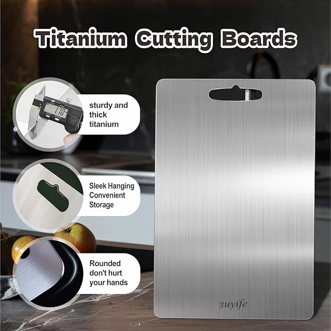 Titanium Cutting Board Set of 3,100% Pure Titanium Cutting Boards for Kitchen, 2025 New Double Sided Food-Grade Chopping Board for Cutting Meat Vegetable Fruit