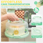 Ohuhu Cake Carrier with Lid and Handle, BPA-Free Cake Containers Cake Holder for 10 inch Cake with 2 Handles Cupcake Carrier - Plastic Cover Two Sided Base for Transport Pies Nuts Fruit Perfect Gifts