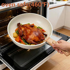 15PCS Ceramic Cookware Sets Detachable Handle Pots and Pans Set Non Stick (White)