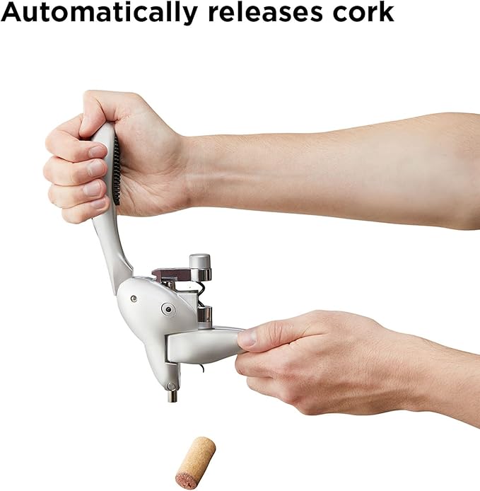 Rabbit Original Lever Corkscrew Wine Opener with Foil Cutter and Extra Spiral (Silver)