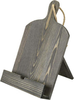 MyGift Recipe Book Holder, Vintage Gray Wood Cutting Board Style Cookbook Holder, Wooden Book Stands for Display